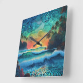 Jenseits der Blues Seascape Quadratische Wanduhr (Winkel)