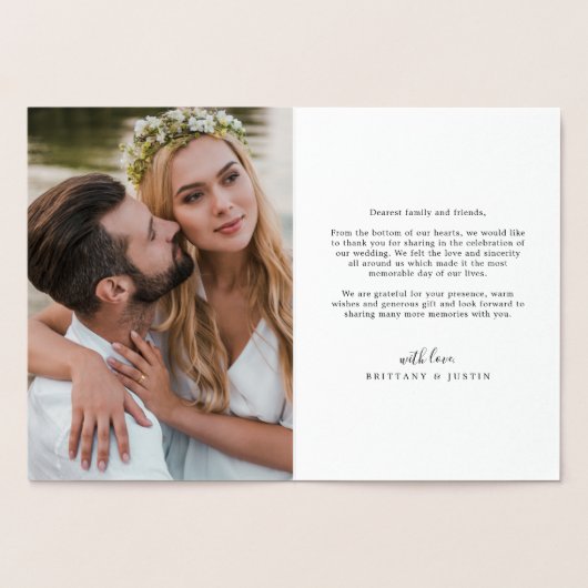 Jenseits der dankbaren Herzenshochzeit Dankeschön Folienkarte (Innenseite)