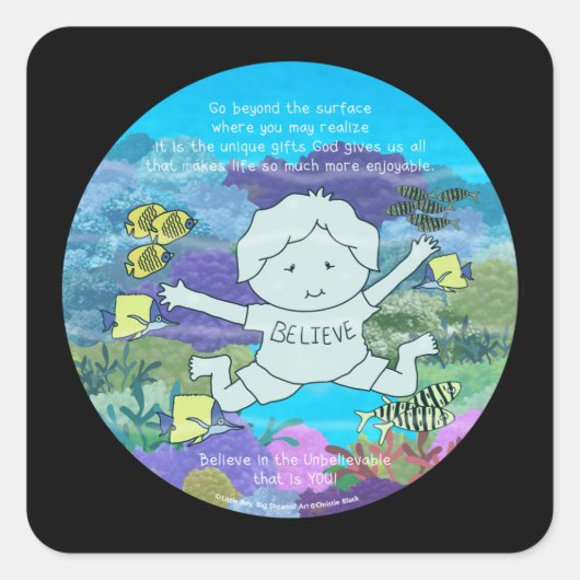 Jenseits der Oberfläche Quadratischer Aufkleber (Vorderseite)