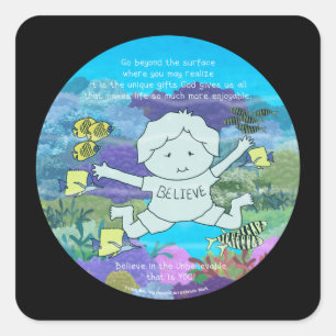 Jenseits der Oberfläche Quadratischer Aufkleber