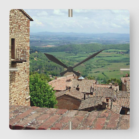 Jenseits der Roofops 1 Quadratische Wanduhr (Vorderseite)