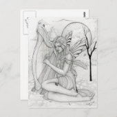 Jenseits der Zeit - Fee mit Harfe Postkarte (Vorne/Hinten)