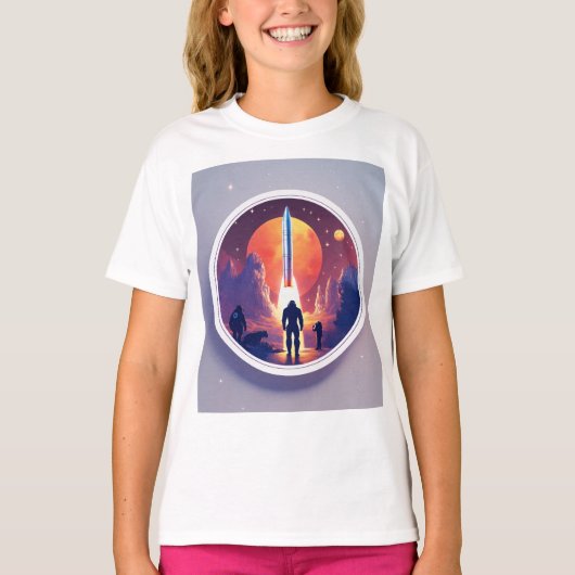 Jenseits des Horizonts" "Reise zur Entdeckung" T-Shirt (Vorderseite)