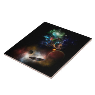 Jenseits von Raum und Zeit Fraktal Art II Fliese