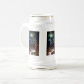 Jenseits von Raum und Zeit Fraktal Kunst Bierglas (Vorderseite Links)