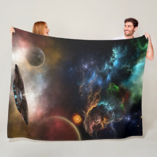 Jenseits von Raum und Zeit Fraktal Kunst Fleecedecke