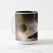 Jenseits von Raum und Zeit Fraktal Kunst Zweifarbige Tasse (Vorderseite Links)