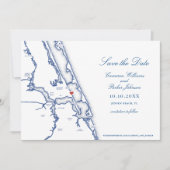 Jensen Beach FL Map Elegant Navy Blue Wedding Save The Date (Vorderseite)