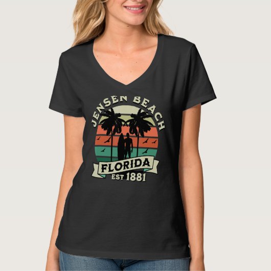 Jensen Florida Beach Surfing Sommerurlaub Vinta T-Shirt (Vorderseite)