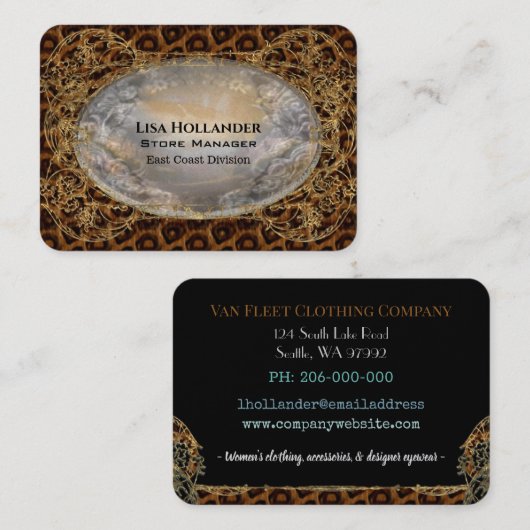 Jenuplaythe Animal Print Mélange Beruflich Visitenkarte (Vorne/Hinten)