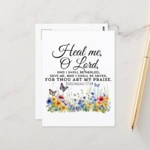 Jeremia 17:14 Heilender Bibelvers Wildblumen Postkarte