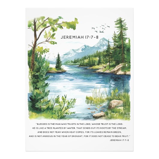 Jeremia 17:7-8 Poster mit Baumillustration (Vorne)