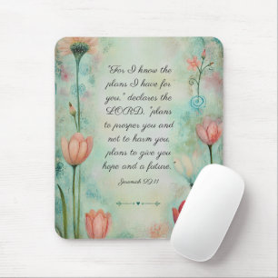 Jeremia 29:11 Bibelvers Florale Wasserfarbe Mousepad