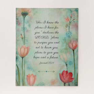Jeremia 29:11 Bibelvers Florale Wasserfarbe Puzzle