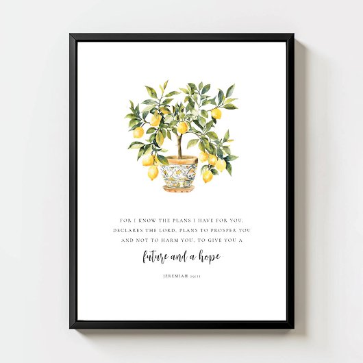 Jeremia 29:11 Moderne Aquarell-Limonenbaum Poster