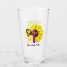 Jeremia 29,11 Sonnenblumen-Kreuz-Glastumbler