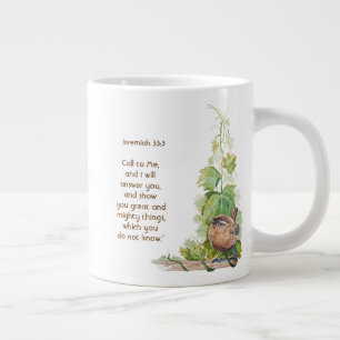Jeremia 33:3 Ruf mich an Bibelvers Zaunkönig Vogel Jumbo-Tasse