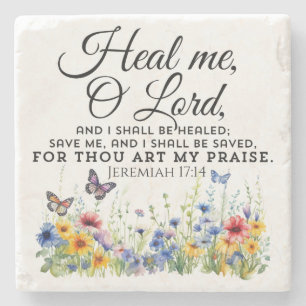 Jeremiah 17:14 Wildblumen zur Heilung der Bibel Steinuntersetzer