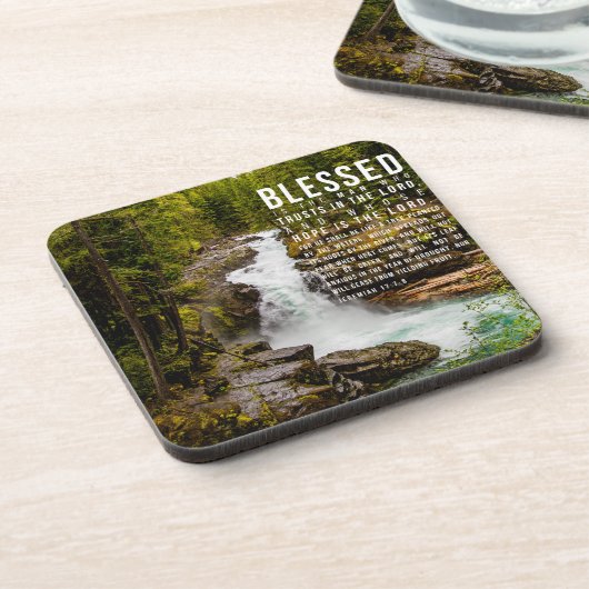 Jeremiah 17:7-8 Christliche Bibelschrift Natur Getränkeuntersetzer (Linke Seite)