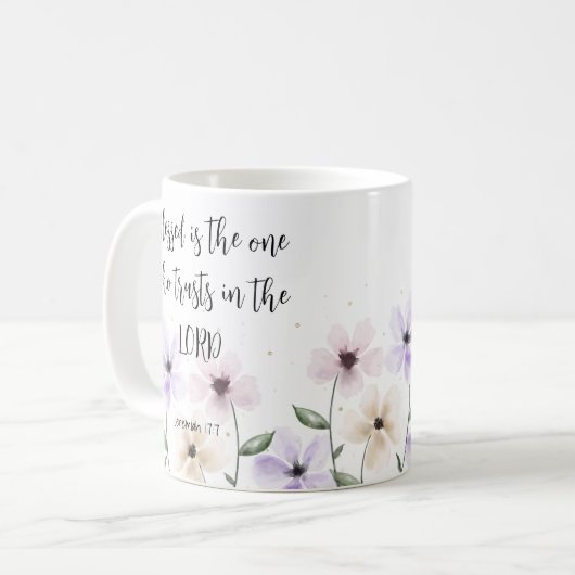 Jeremiah 17:7 Vertrauen in die Lord Scripture Flor Kaffeetasse (Vorderseite Links)