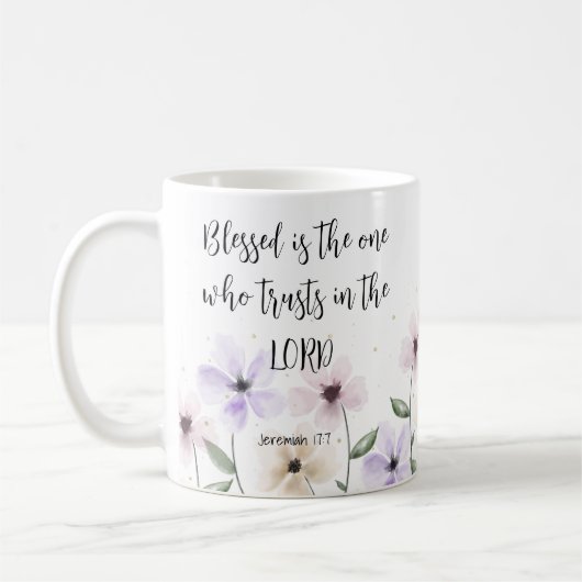 Jeremiah 17:7 Vertrauen in die Lord Scripture Flor Kaffeetasse (Links)