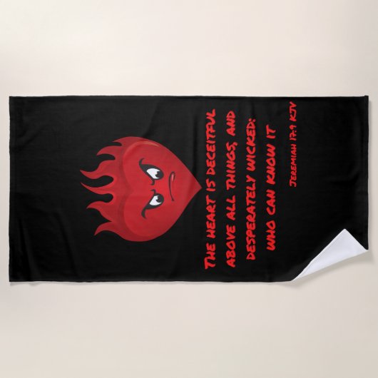 Jeremiah 17:9 KJV Bible Scripture Strandtuch (Vorderseite)