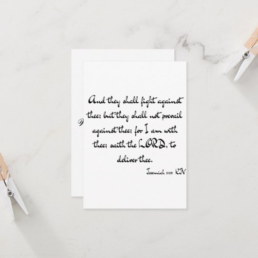 Jeremiah 1:19 KJV Bible Verse Flat Gruß Karte (Vorderseite/Rückseite Beispiel)