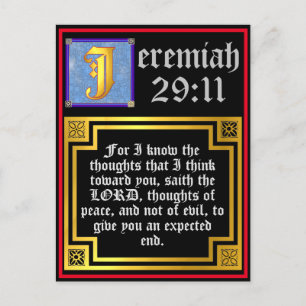 Jeremiah 29:11 Bibelangebot in beleuchteten golden Feiertagspostkarte