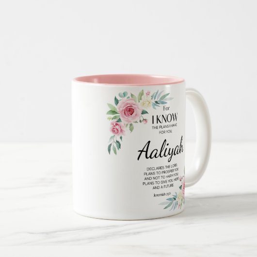 Jeremiah 29:11 Bibelschrift personalisieren Zweifarbige Tasse (VorderseiteRechts)
