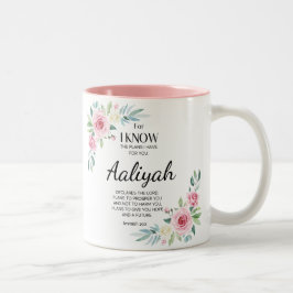 Jeremiah 29:11 Bibelschrift personalisieren Zweifarbige Tasse