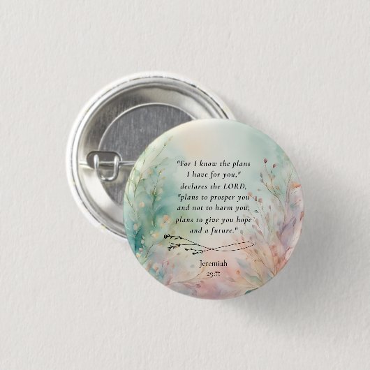 Jeremiah 29:11 Bibelverse-Bild Button (Vorne & Hinten)