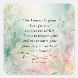 Jeremiah 29:11 Bibelverse-Bild Quadratischer Aufkleber