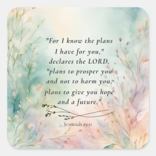 Jeremiah 29:11 Bibelverse-Bild Quadratischer Aufkleber