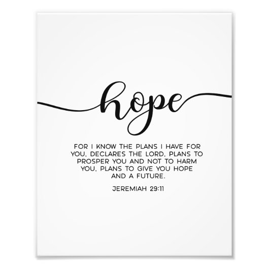 Jeremiah 29:11, Bibelverse, Hope Wall Decor Fotodruck (Vorne)