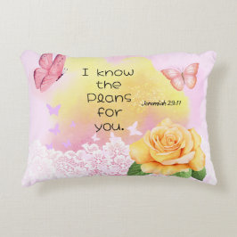 Jeremiah 29:11 Bibelverse Rosa Gelber Schmetterlin Dekokissen