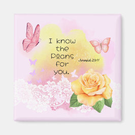 Jeremiah 29:11 Bibelverse Rosa Gelber Schmetterlin Magnet