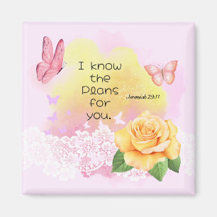 Jeremiah 29:11 Bibelverse Rosa Gelber Schmetterlin Magnet