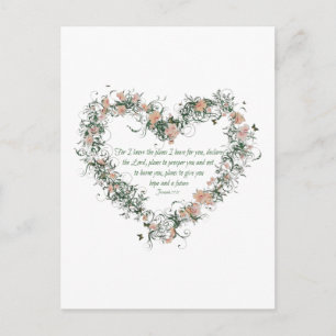 Jeremiah 29:11 Blume Herzpostkarte Postkarte