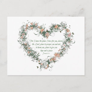 Jeremiah 29:11 Blume Herzpostkarte Postkarte