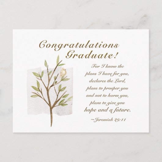 Jeremiah 29:11 Denn ich kenne die Pläne Abschluss Postkarte (Vorderseite)