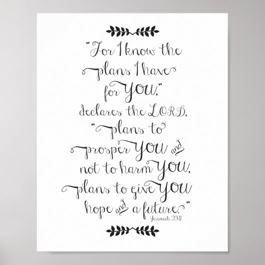 Jeremiah 29:11 Denn ich kenne die Pläne Bibelverse Poster (Vorne)