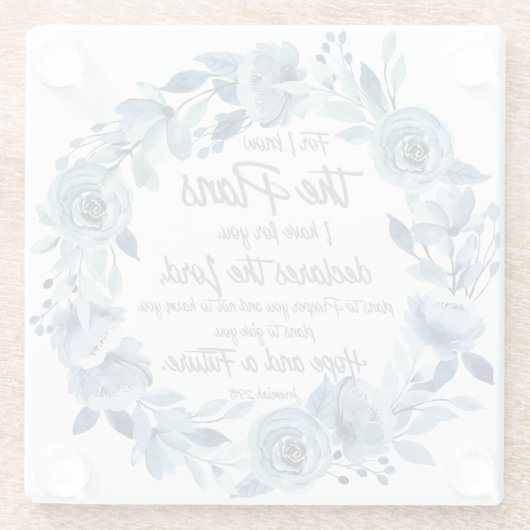 Jeremiah 29:11 Denn ich kenne die Pläne Blue Flora Glasuntersetzer (Rückseite)