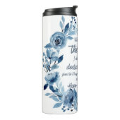 Jeremiah 29:11 Denn ich kenne die Pläne Blue Flora Thermosbecher (Nach links gedreht)