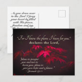 Jeremiah 29:11 Denn ich kenne die Pläne, die ich f Postkarte (Vorne/Hinten)