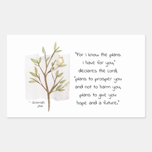 Jeremiah 29:11 Denn ich kenne die Pläne, die ich f Rechteckiger Aufkleber (Vorderseite)