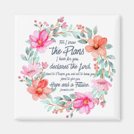 Jeremiah 29:11 Denn ich kenne die Pläne rosa Blume Magnet