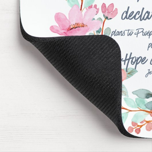 Jeremiah 29:11 Denn ich kenne die Pläne rosa Blume Mousepad (Ecke)
