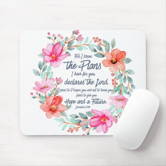 Jeremiah 29:11 Denn ich kenne die Pläne rosa Blume Mousepad (Mit Mouse)