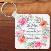Jeremiah 29:11 Denn ich kenne die Pläne rosa Blume Schlüsselanhänger (Vorderseite)