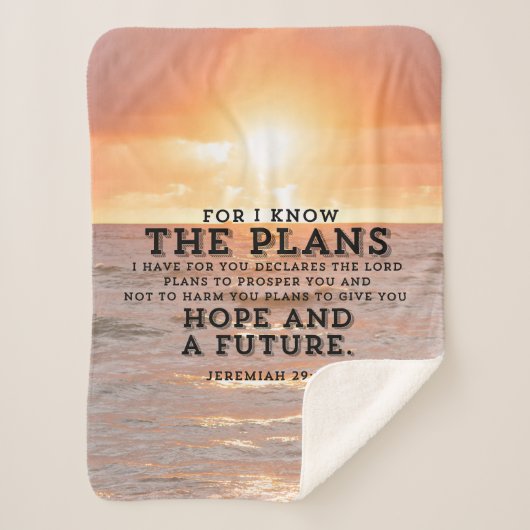 Jeremiah 29:11 Denn ich kenne die Pläne Sunrise Sherpadecke (Vorderseite)